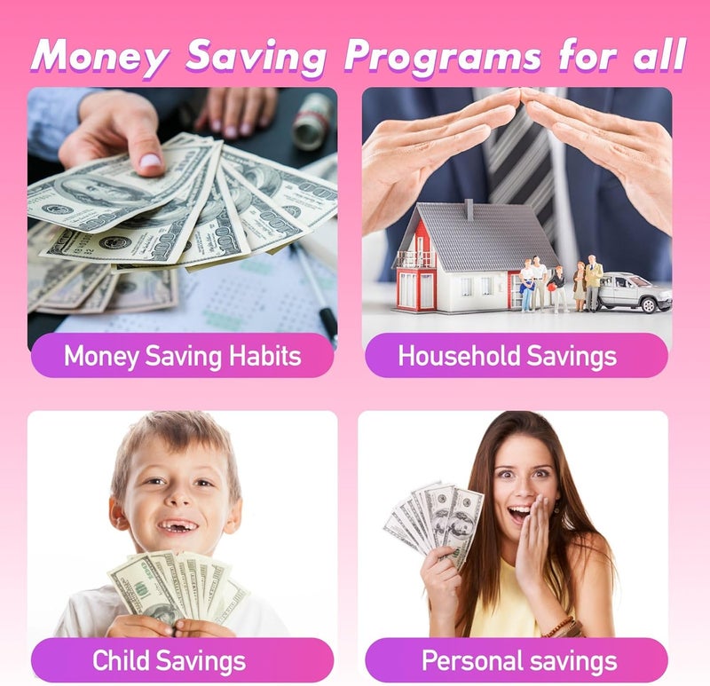 gusutide 100 Envelope Money Savings Challenge Binder, Money Saving Binder with Cash Envelopes, from 30 Days to 52 Weeks, to Save $500,$5,050 and $10,000, back to school supplies,gift for children (fuchsia rose-A6) - Image 5